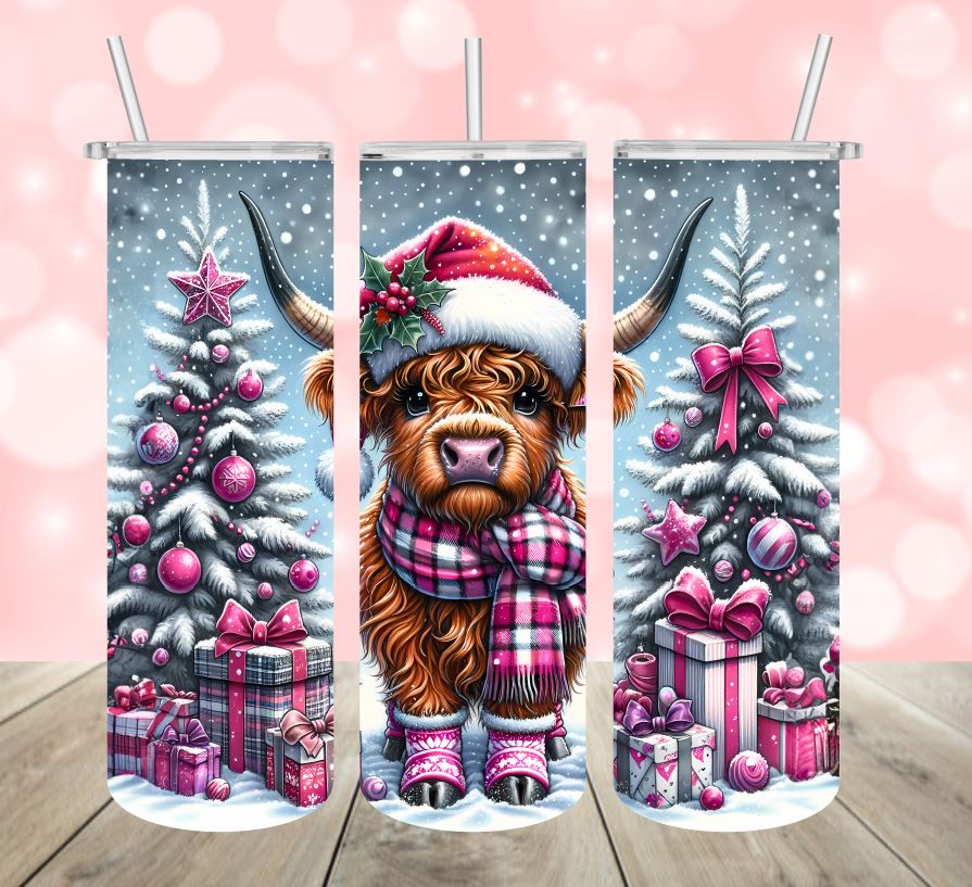 Christmas Cow 20oz Skinny Tumbler; *Free Shipping*