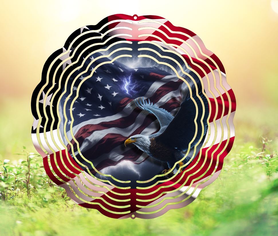 USA Flag; Bald Eagle Wind Spinner *Free Shipping**