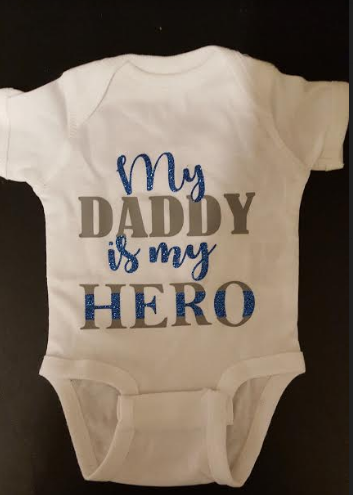 Onesie, My Daddy is my HERO, Blue Line  **Free Shipping**